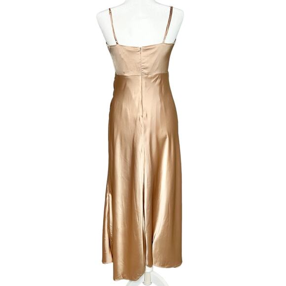 NWT Hello Molly Champagne Front Slit Spaghetti Strap Dress Size 8 / Large - Picture 2 of 7